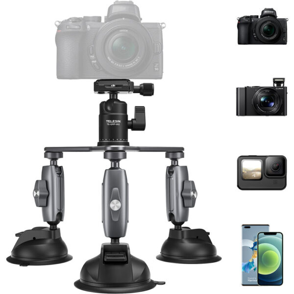 TELESIN Triple Suction Cup Camera Mount