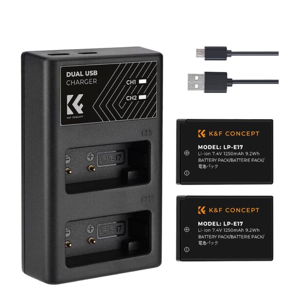 Kit Dual Baterías + Cargador LP-E17 K&F Concept