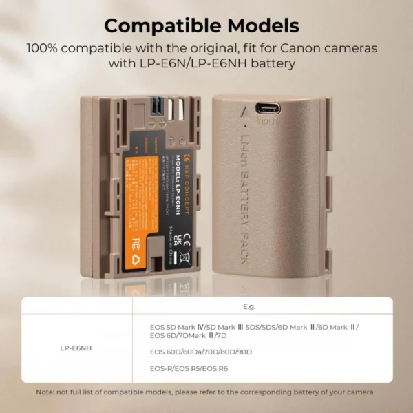 Batería Recargable USB K&F Concept LP-E6NH