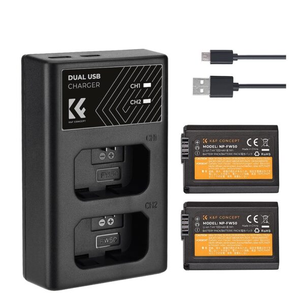 Kit Dual Baterías + Cargador NP-FW50 K&F Concept