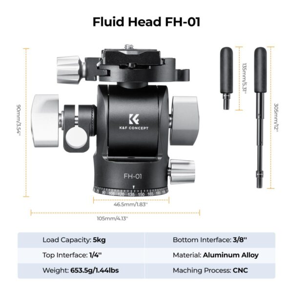 Cabezal Fluido para Video K&F Concept FH-1