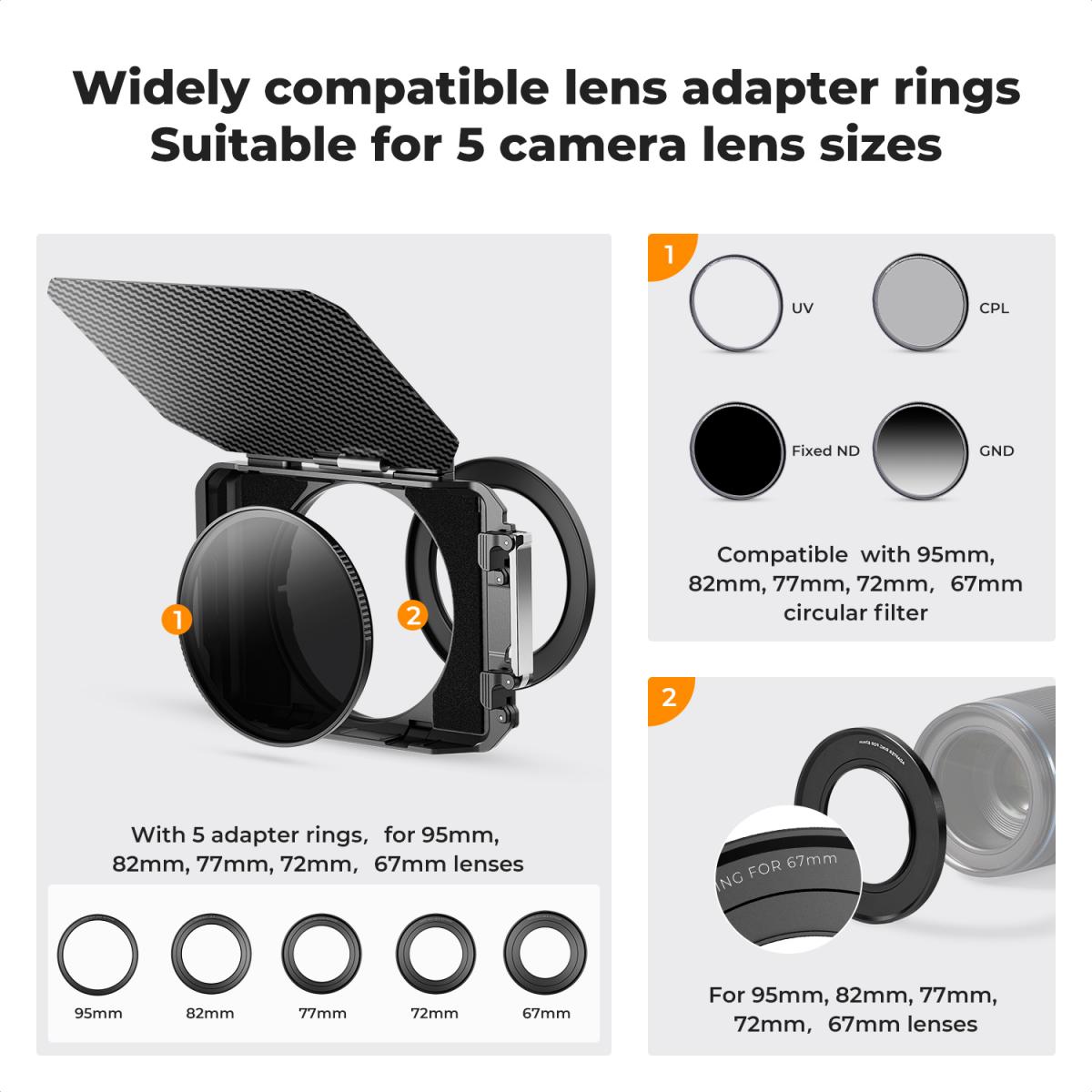 Matte-Box-Kit-KF-Concept-5 Matte Box 67/72/77/82/95mm Kit K&F Concept