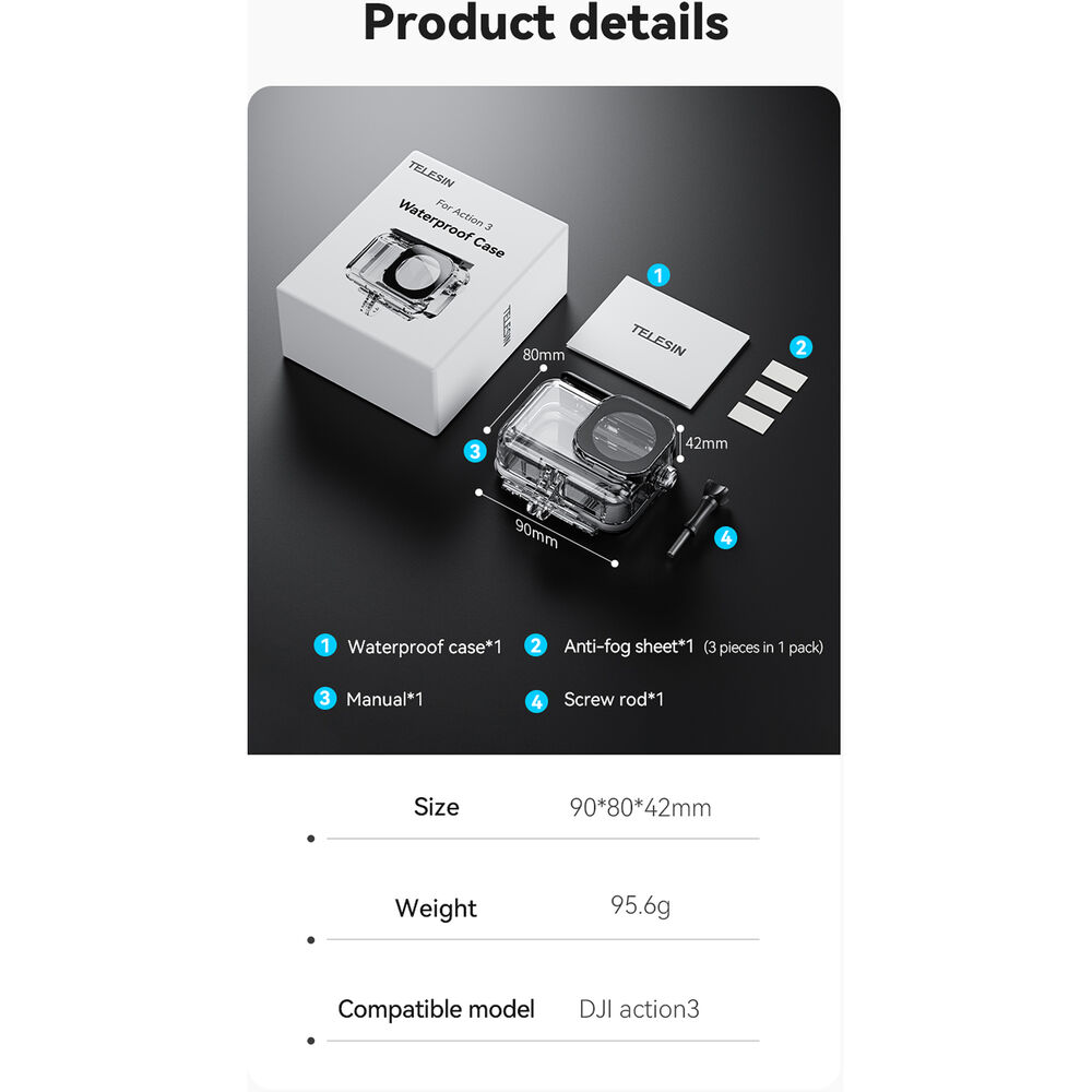 Carcasa-Buceo-DJI-Osmo-Action-5-Telesin-10 Carcasa para Buceo DJI Osmo Action 3/4/5 Telesin