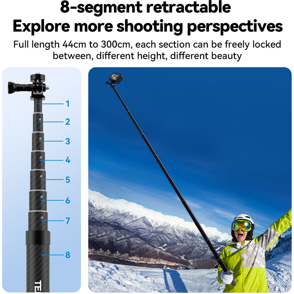 Selfie-Stick-Carbon-Fiber-3m-Telesin-GP-MNP-300-3-8 Selfie Stick Carbon Fiber 3m Telesin GP-MNP-300-3