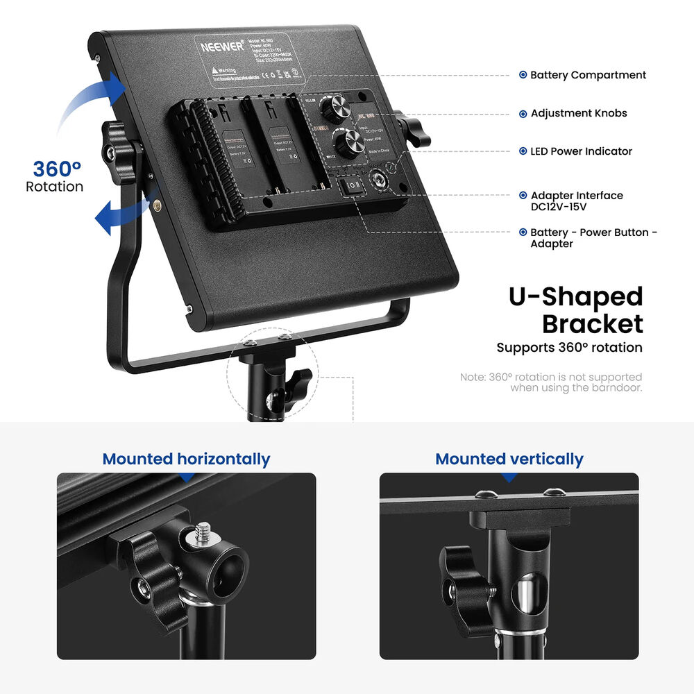 Kit-Dual-Panel-LED-BiColor-Neewer-NL660-4 Kit Dual Panel LED Bi Color Neewer NL660
